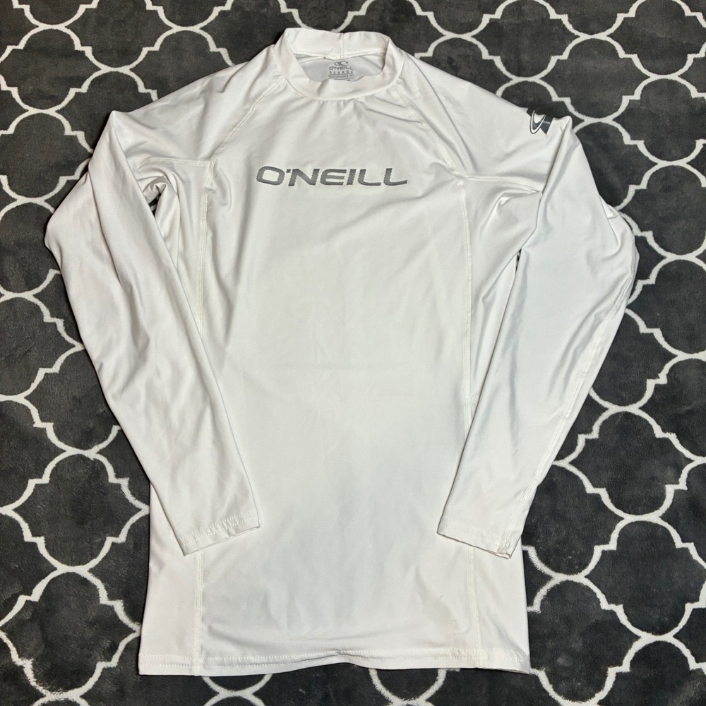 ONeill Rash Guard Mens XL White Long Sleeve Performance Fit Swim Shirt Sun Guard
